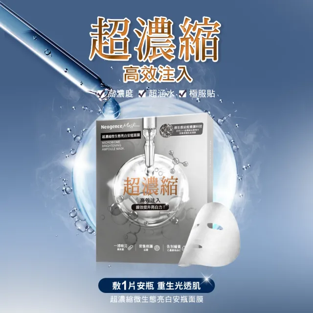 【Neogence 霓淨思】超濃縮微生態亮白安瓶面膜4片/盒-2入