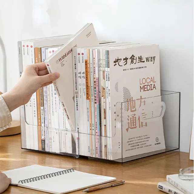 【COMET】透明伸縮書架(伸縮書立架 桌面書架 擋板收納置物架 固定書本立架 書擋閱讀架 分隔板/SD-3850)