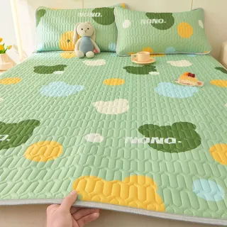 【Sleep Club】可水洗冰絲乳膠涼蓆組 附同款枕頭套(雙人&雙人加大均一價 乳膠涼蓆 涼感墊 冰絲涼蓆)