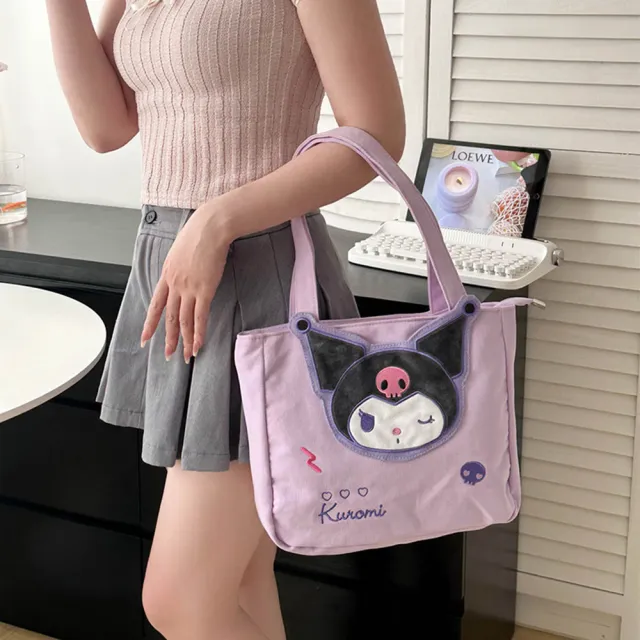 【SANRIO 三麗鷗】雙11 三麗鷗個性大容量肩背包補習袋手提袋 可裝A4(酷洛米/凱蒂貓/大耳狗/美樂
