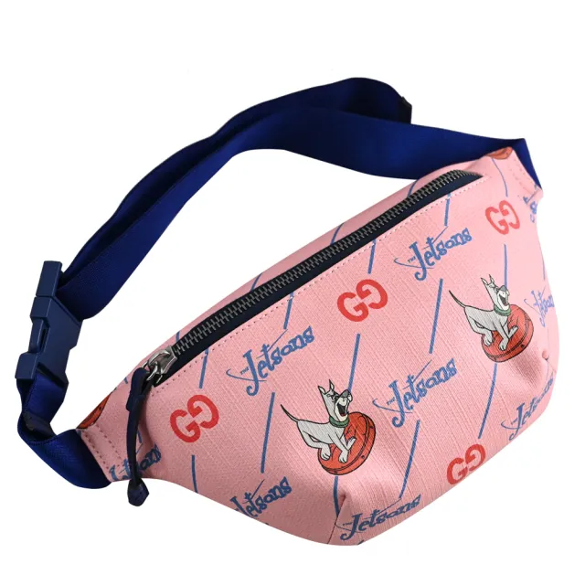 【GUCCI 古馳】The Jetsons 限定聯名款印花三用後背包胸口包腰包(粉)