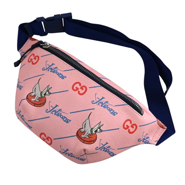 【GUCCI 古馳】The Jetsons 限定聯名款印花三用後背包胸口包腰包(粉)