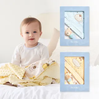 【奇哥官方旗艦】天絲豆趣包巾禮盒 75x75cm(包巾+包巾綁帶+手搖鈴  寶寶新生兒禮 滿月禮 彌月禮 豆豆蓋毯)