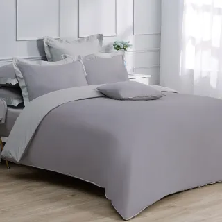 【Tonia Nicole 東妮寢飾】300織紗長纖細棉素色兩用被床包組-月影灰 60支(加大)