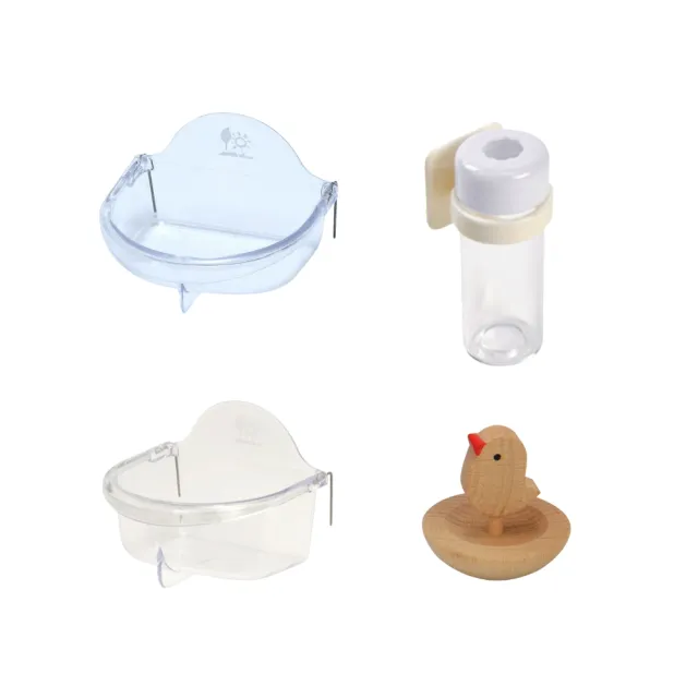 【Sanko】鳥寶趣味食器組合(飼料碗 鳥玩具 鳥淺碟 鳥深碟)