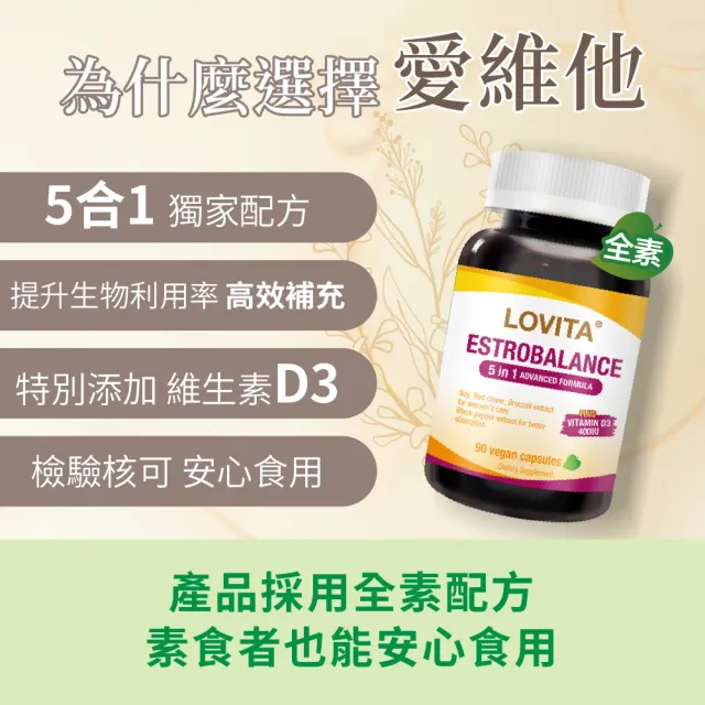 【LOVITA 愛維他】大豆萃取物 異黃酮 複方素食膠囊 3入組(共270顆)