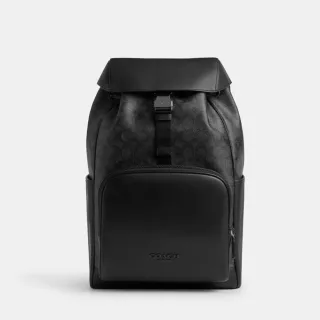 【COACH】蔻馳官方直營 PACE經典Logo後背包 雙肩包-炭黑色/黑色(CT707)