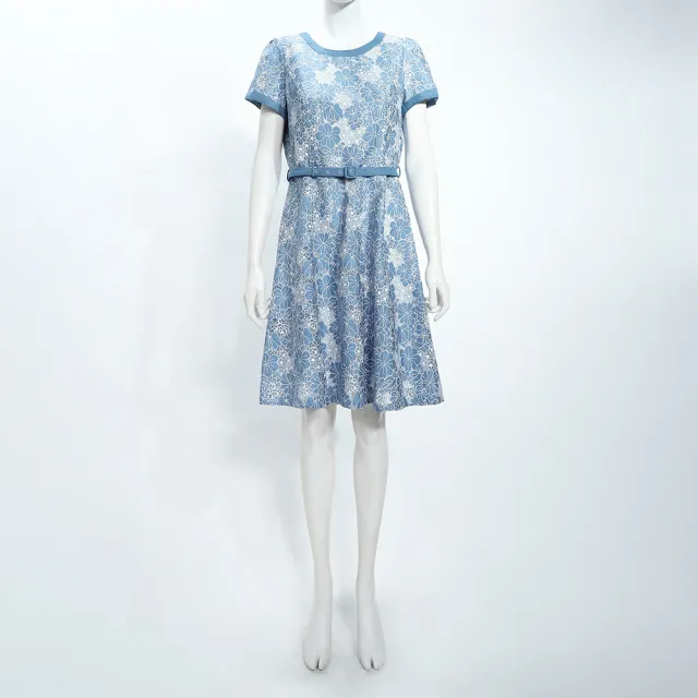 【ILEY 伊蕾】燒花蕾絲花朵縲縈洋裝(淺藍；M-2L；1252027114)