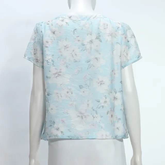 【ILEY 伊蕾】萊賽爾假兩件印花上衣(淺藍；M-XL；1252021433)