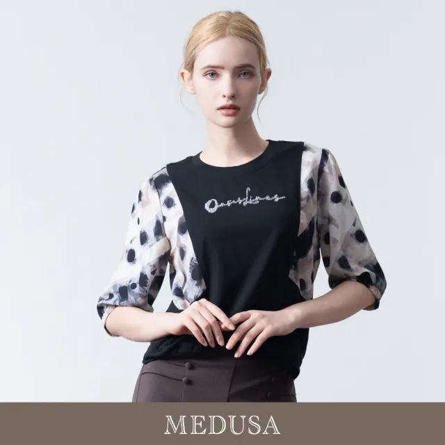 【MEDUSA 曼度莎】現貨-藝術感渲染拼接休閒上衣（M-XL）｜女休閒上衣 女T恤(601-36801)