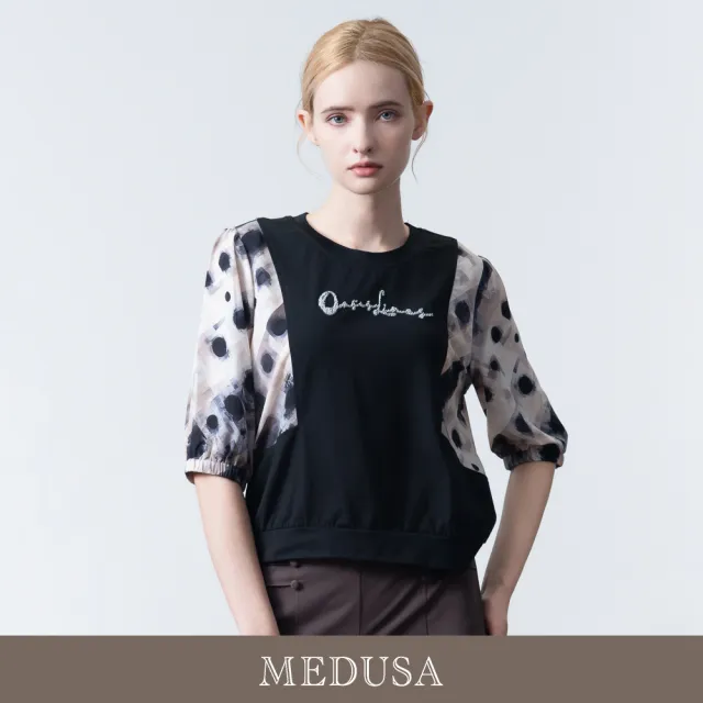 【MEDUSA 曼度莎】現貨-藝術感渲染拼接休閒上衣（M-XL）｜女休閒上衣 女T恤(601-36801)