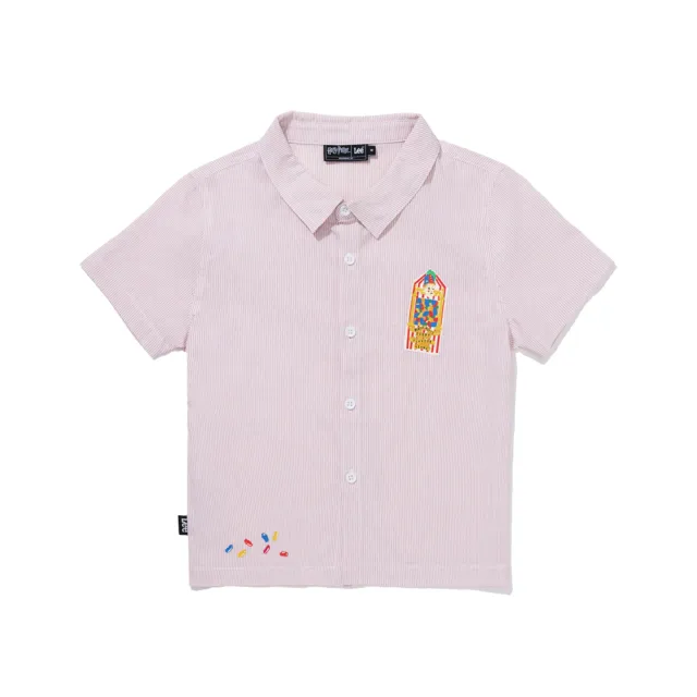 【Lee 官方旗艦】童裝 短袖休閒襯衫｜細直條 柏蒂豆｜季節性版型 共2色｜哈利波特(LB505002)