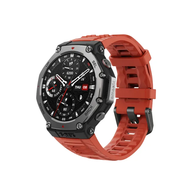 【Amazfit 華米】T-Rex 3 48mm軍規運動智慧手錶 紅/灰錶帶組