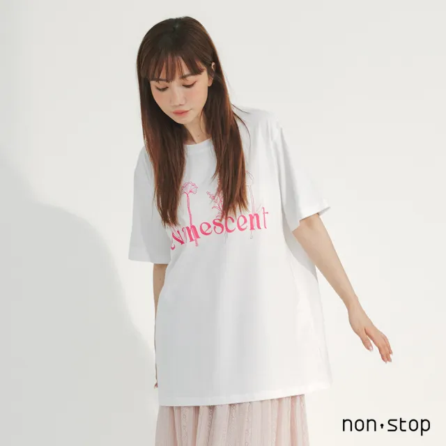 【non-stop】清新花語印花長版T恤-2色