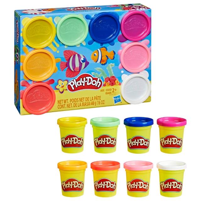 【PLAYDOH 培樂多】黏土補充罐系列-八色無毒黏土組-熱帶魚款 E5044(小孩/幼兒/兒童玩具/益智玩具/兒童手作)