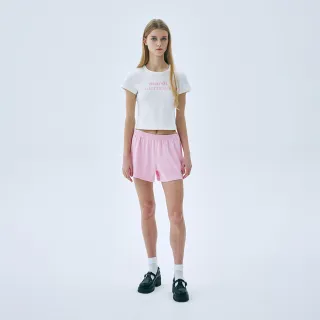 【MARDI MERCREDI】休閒短褲 粉色 經典LOGO雙標 MINI SHORTS DOUBLE LABEL