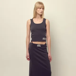 【MARDI MERCREDI】圓領背心 碳灰色 經典LOGO雙標 休閒 TANK SCOOP NECK DOUBLE LABEL