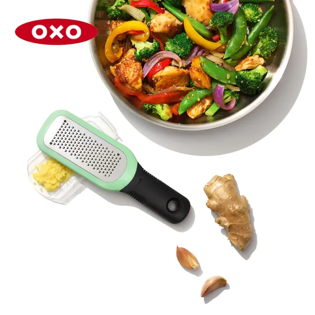 【美國OXO】好好握薑蒜磨泥器(好握防滑 304不鏽鋼 鋒利滑順 附安全收納蓋)