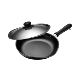 【IUSE】日本製 柳宗理 雙網紋單手鐵鍋25cm/附不鏽鋼蓋(IH適用)