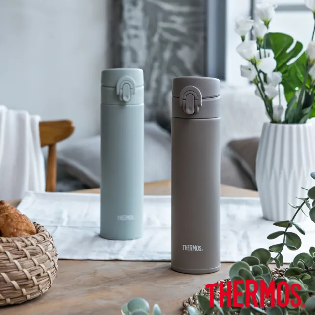 【THERMOS膳魔師】買1送1_不鏽鋼彈蓋真空保溫瓶400ml(JNI-403)