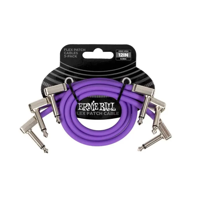 【ERNIE BALL】Flex Patch Cable 12in 導線三入組 共3色(原廠公司貨 商品保固有保障)