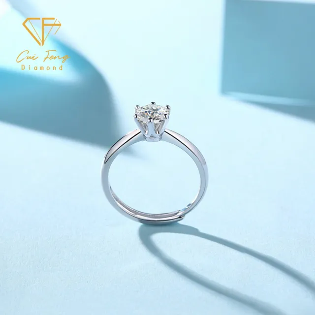 【CF Diamond】戒指 莫桑鑽《經典六爪》(雙11 1克拉  女戒 鑽戒 生日禮物 求婚)