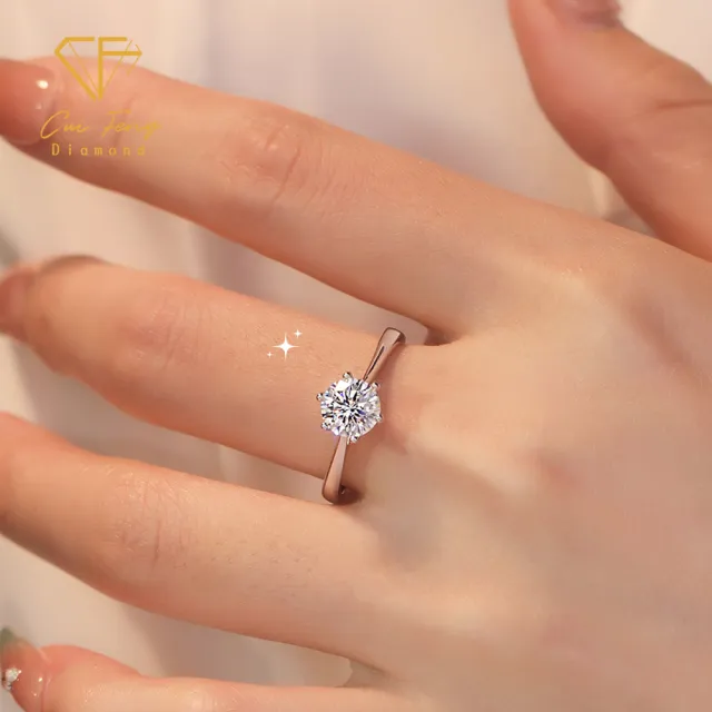 【CF Diamond】戒指 莫桑鑽《經典六爪》(1克拉 618年中慶 女戒 鑽戒 生日禮物 求婚)