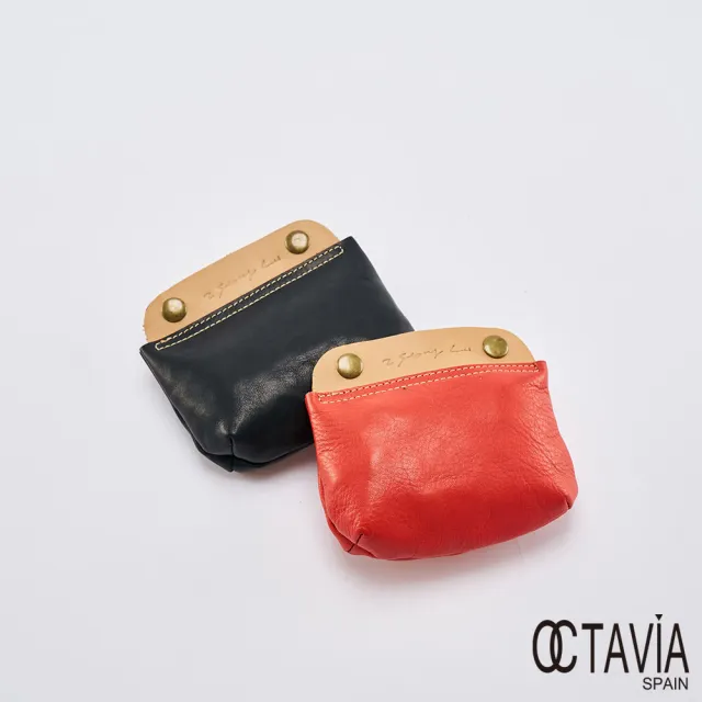 【OCTAVIA 8】雙11 OCTAVIA 8 真皮- 小可愛 雙色牛皮多用途壓扣零錢包
