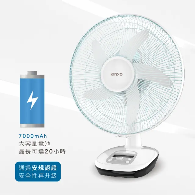 【KINYO】14吋充插二用充電風扇/露營扇(戶外/停電應急必備 超值2入組 CF-1455)