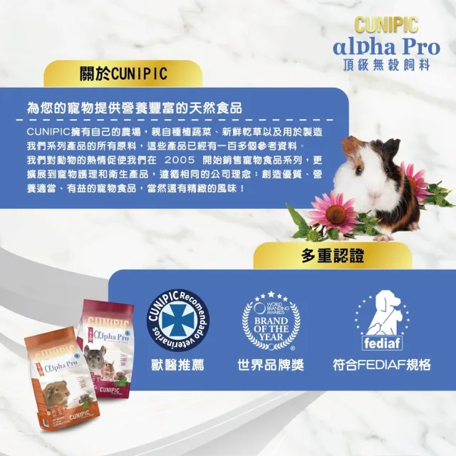 【CUNIPIC】alpha Pro頂級無穀龍貓飼料 1.75kg(龍貓飼料、龍貓主食、龍貓照護、龍貓保健)