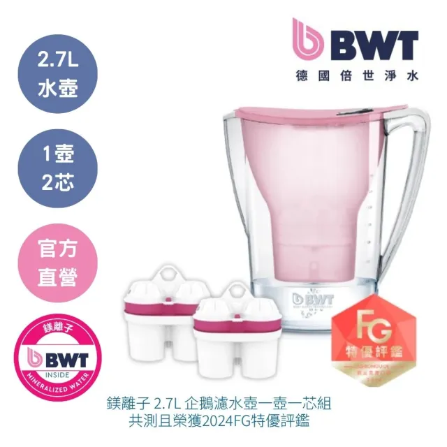 【BWT 德國倍世】2.7L PENGUIN企鵝濾水壺＋鎂離子2入(共1壺2芯)