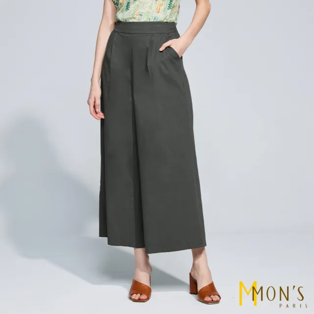 【MON’S】休閒涼感棉麻九分寬褲(新色任選)