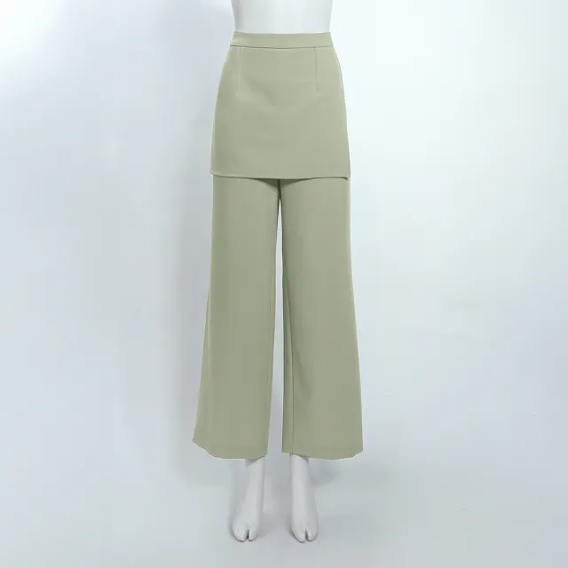 【ILEY 伊蕾】清新片裙縲縈長褲(綠；M-XL；1252026671)