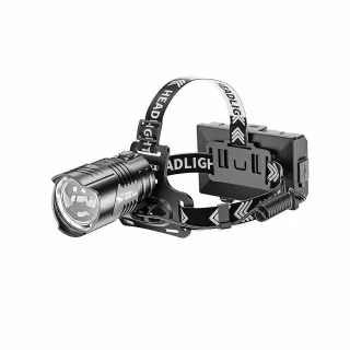 【微笑鯊】K300 16核極亮變焦強光頭燈(充電手電筒 伸縮手電筒 防水 地震 露營 登山 釣魚 戶外照明)
