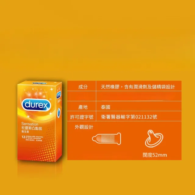 【Durex 杜蕾斯】凸點裝保險套12入/盒