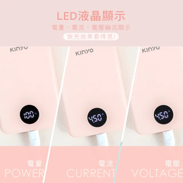 【KINYO】3100mAh 15.5W PD/QC輕薄快充行動電源(福利品)
