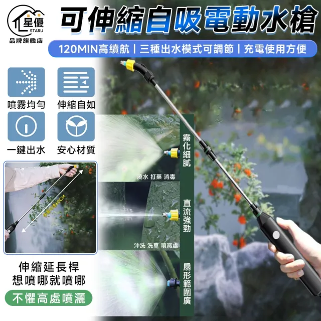 【星優】電動噴霧器 電動噴霧槍 消毒噴霧器 噴霧機(可調式噴頭 60cm伸縮加長 可自吸水)