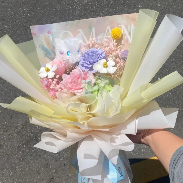 【GXS】多巴胺風花束(畢業花束 不凋花 永生花 花束 生日花束)