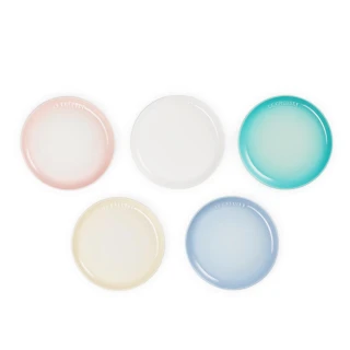 【Le Creuset】瓷器花蕾系列餐盤組17cm-5入(雪花白/沙丘白/淡粉紅/海岸藍/薄荷綠)