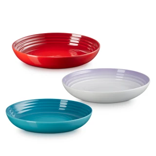 【Le Creuset】瓷器義麵盤 22cm(櫻桃紅/加勒比海藍/迷迭香綠-無盒 3色選1)