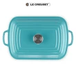 【Le Creuset】雙耳長方鑄鐵鍋29cm-附蓋(土耳其藍)