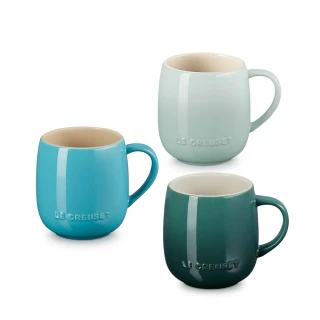 【Le Creuset】瓷器蛋蛋馬克杯380ml(土耳其藍/悠然綠/綠光森林 3色選1)