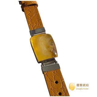 【優雅琥珀】來自波蘭 金絞蜜 壓紋牛皮手環(珀體絕美 義大利牛皮手環  具鑑定證書)