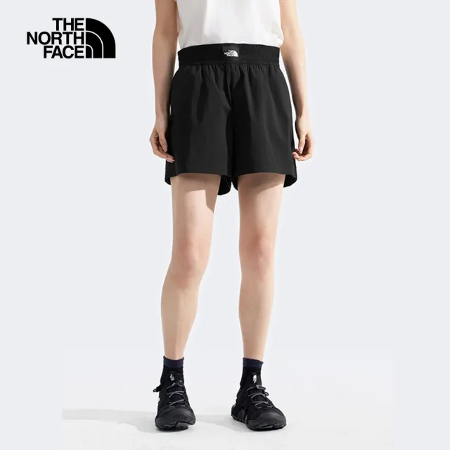 【The North Face】TNF 休閒 運動 DWR防潑水短褲 W BRAND PROUD SHORT - AP 女 黑(NF0A8C5AJK3)
