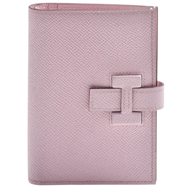 【Hermes 愛馬仕】經典 H Passant系列H LOGO 小牛皮對折短夾(粉紅色H085779CK-PINK)