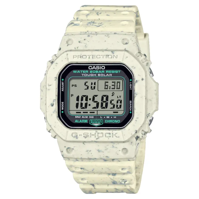 【CASIO 卡西歐】G-SHOCK  太陽能獨特米白數位手錶 米白 43.2mm(G-5600BG-5)