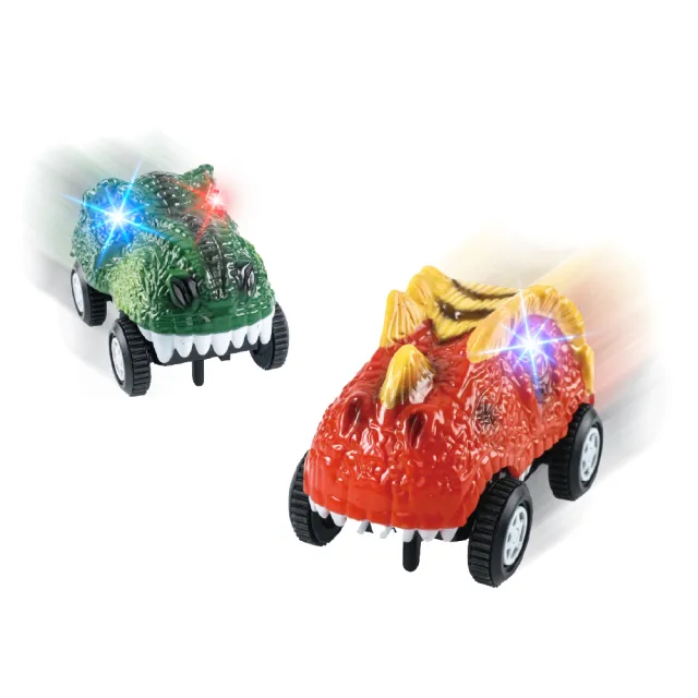 【Teamson】恐龍軌道車磁力片豪華組80psc(含恐龍電動車x2)