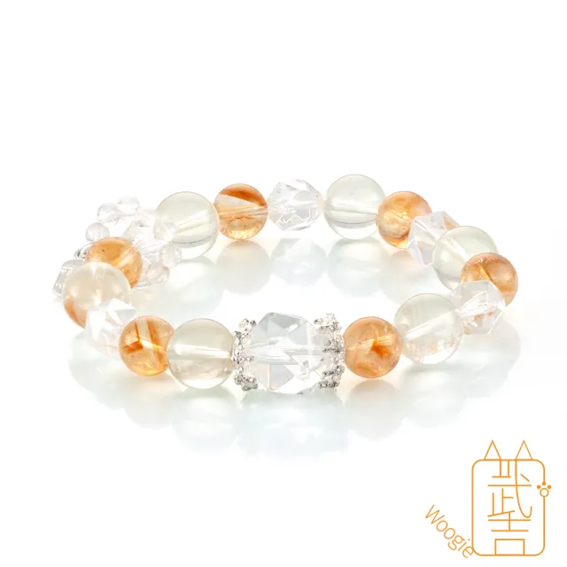 【Woogie武吉珠寶】高冰淨透白水晶黃塔晶手鍊(唐八菱9-11mm)