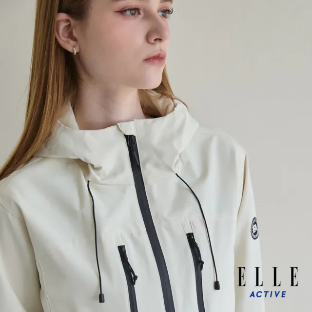 【ELLE ACTIVE】女款 機能防風防潑水連帽防曬風衣外套-珍珠白色(EA25S2W6103-91)