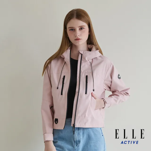 【ELLE ACTIVE】女款 機能防風防潑水連帽防曬風衣外套-淺紛紅色(EA25S2W6103-71)
